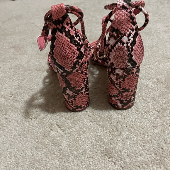 Pink Snakeskin JustFab Strappy Heels - Picture 4 of 7